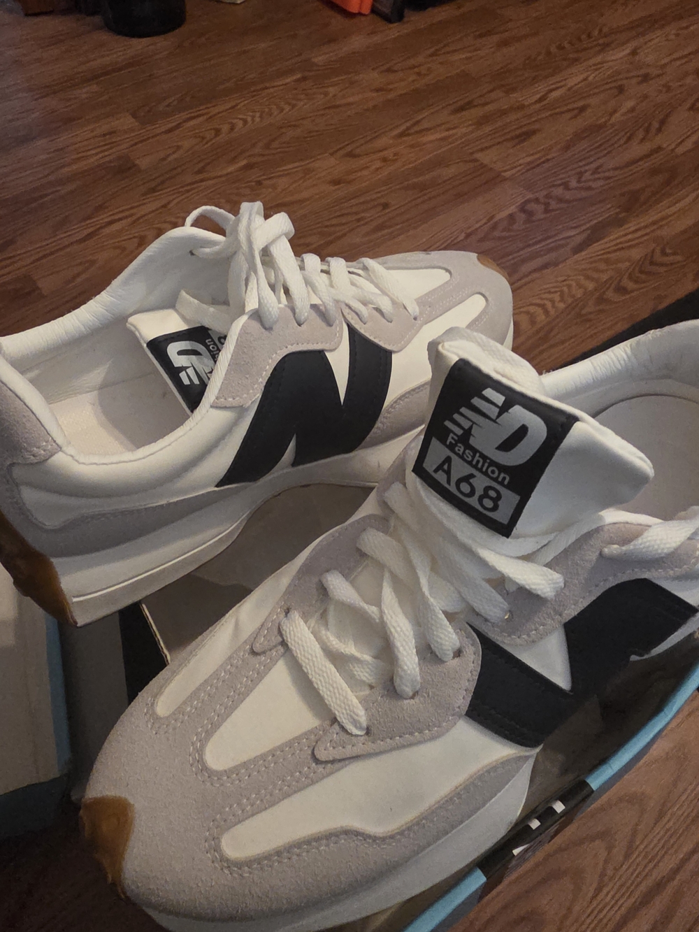 New Balance A68 White Black Gray Athletic Sneakers